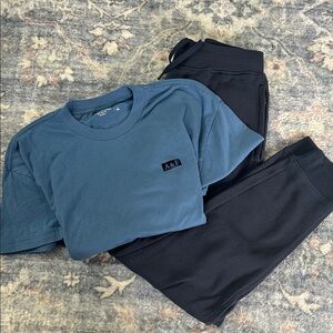Abercrombie & Fitch Slate Blue Tee with Dark joggers